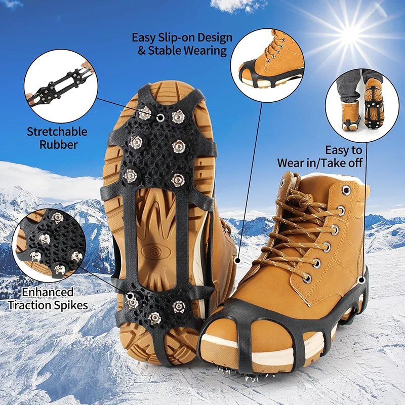 9 Stainless Steel Spikes Non-Slip Traction Cleats