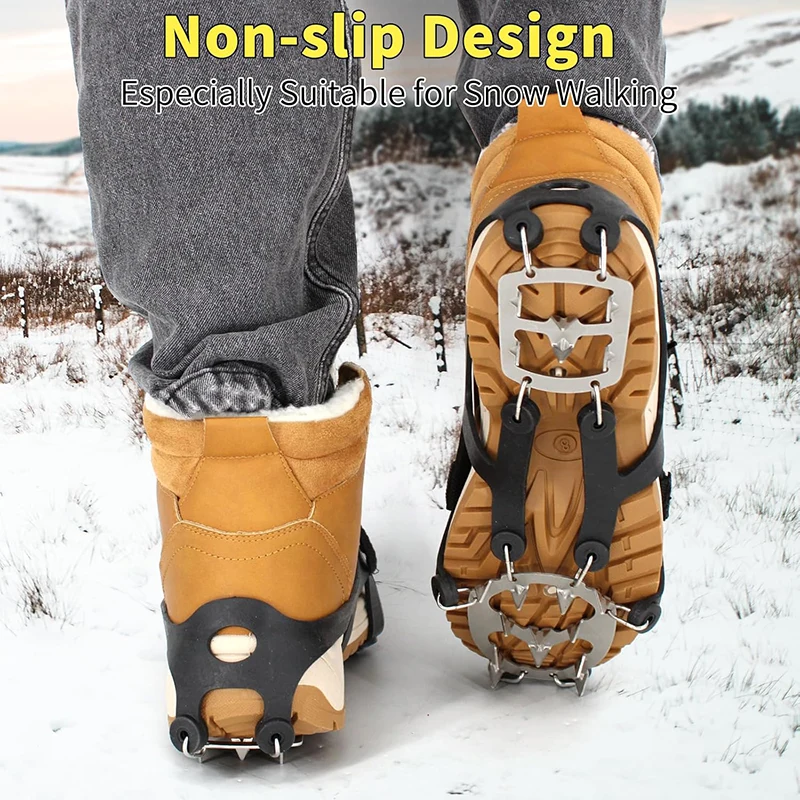 18 Stainless Steel Spikes Anti-Slip Traction Cleats